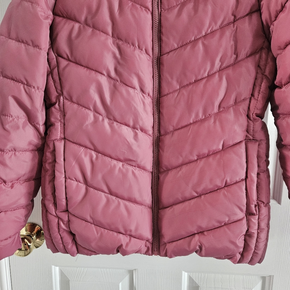 NWOT U.S. Polo ASSN Faux Fur Hooded Puffer Jacket/Coat- Oxford Rose - Picture 3 of 13